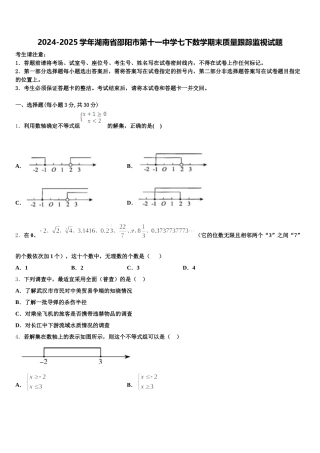 2024-2025学年湖南省邵阳市第十一中学七下数学期末质量跟踪监视试题含解析