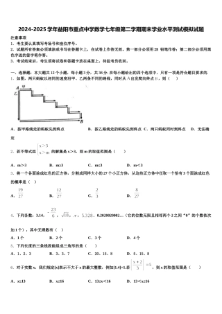 2024-2025学年益阳市重点中学数学七年级第二学期期末学业水平测试模拟试题含解析