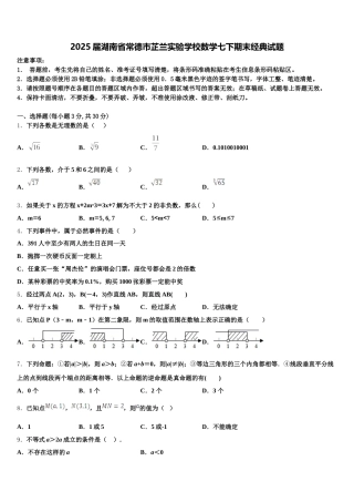 2025届湖南省常德市芷兰实验学校数学七下期末经典试题含解析
