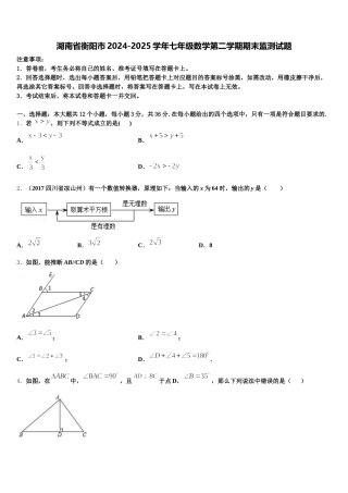 湖南省衡阳市2024-2025学年七年级数学第二学期期末监测试题含解析
