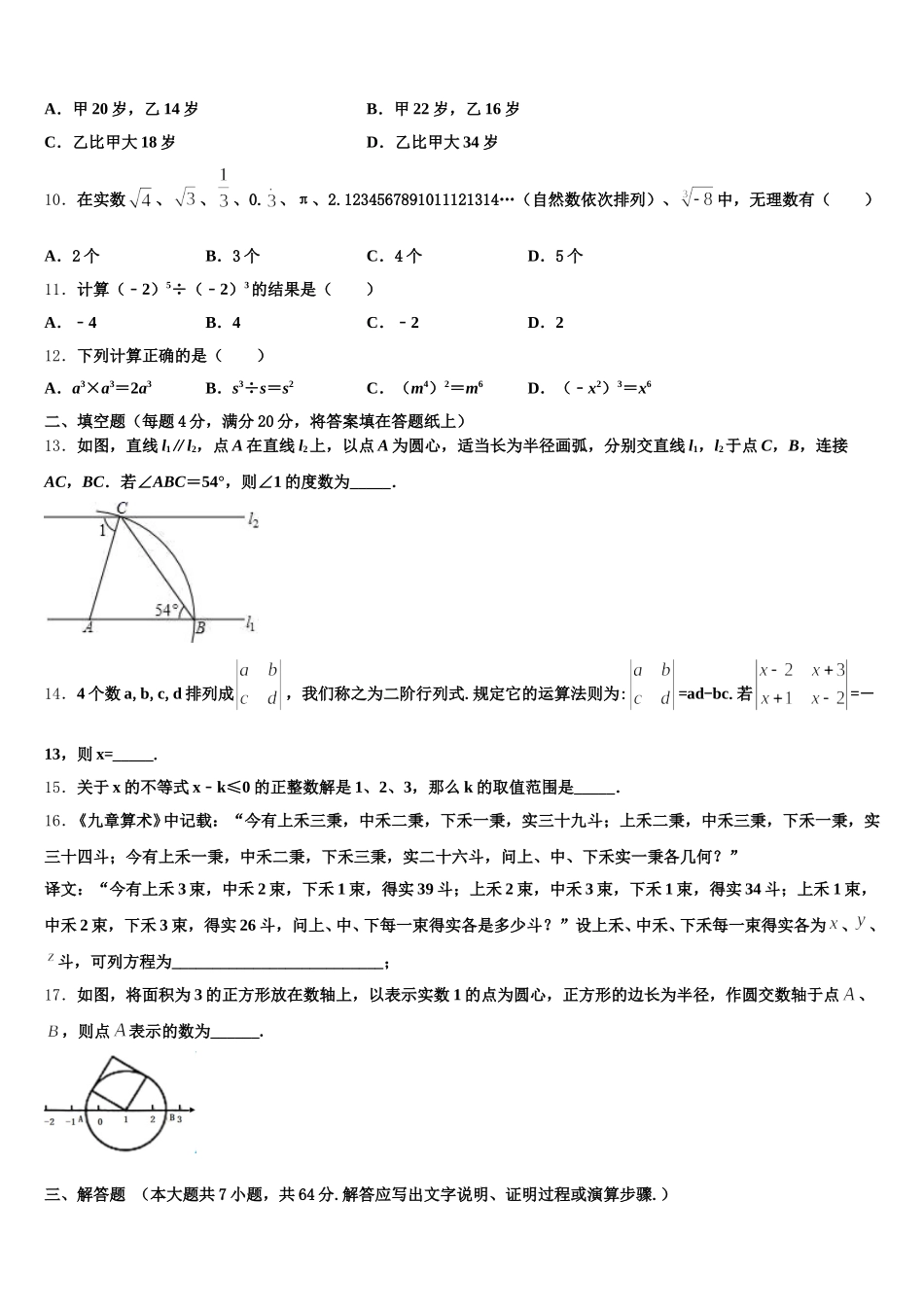 2024-2025学年湖南长郡教育集团七年级数学第二学期期末检测模拟试题含解析_第2页