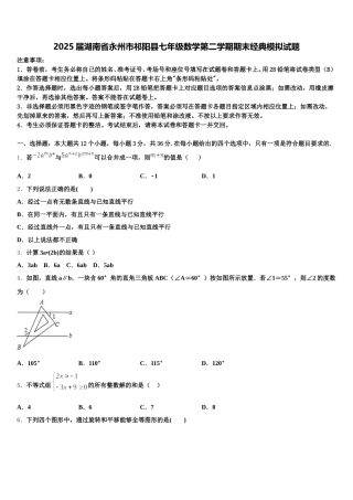 2025届湖南省永州市祁阳县七年级数学第二学期期末经典模拟试题含解析