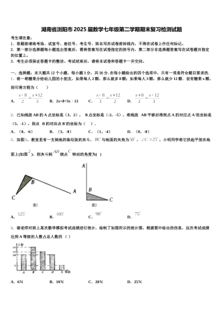 湖南省浏阳市2025届数学七年级第二学期期末复习检测试题含解析