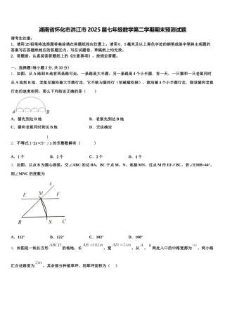 湖南省怀化市洪江市2025届七年级数学第二学期期末预测试题含解析