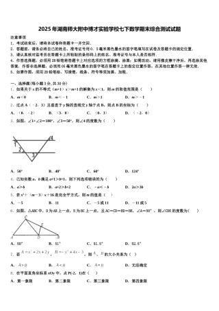 2025年湖南师大附中博才实验学校七下数学期末综合测试试题含解析