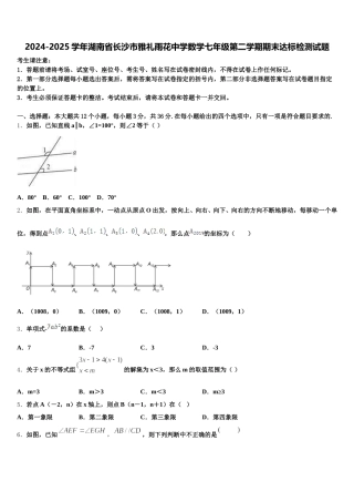 2024-2025学年湖南省长沙市雅礼雨花中学数学七年级第二学期期末达标检测试题含解析