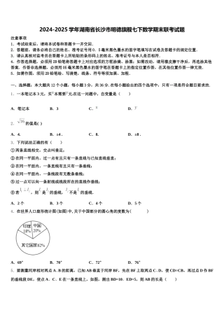 2024-2025学年湖南省长沙市明德旗舰七下数学期末联考试题含解析