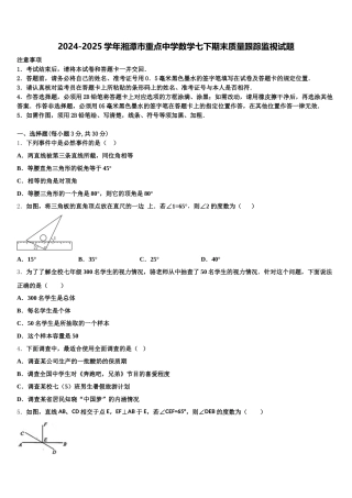 2024-2025学年湘潭市重点中学数学七下期末质量跟踪监视试题含解析