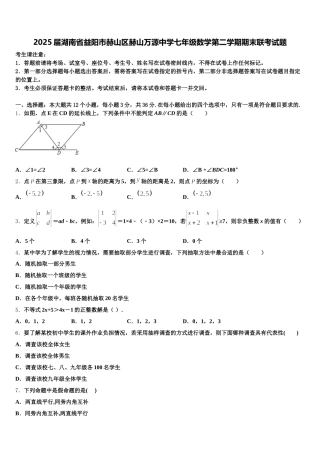 2025届湖南省益阳市赫山区赫山万源中学七年级数学第二学期期末联考试题含解析