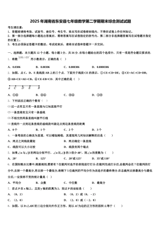 2025年湖南省东安县七年级数学第二学期期末综合测试试题含解析