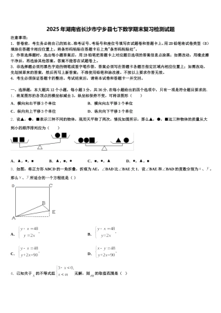 2025年湖南省长沙市宁乡县七下数学期末复习检测试题含解析