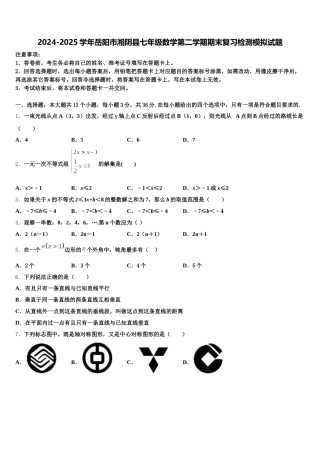 2024-2025学年岳阳市湘阴县七年级数学第二学期期末复习检测模拟试题含解析
