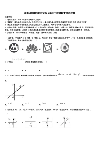 湖南省邵阳市名校2025年七下数学期末预测试题含解析