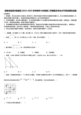 湖南省娄底市娄星区2024-2025学年数学七年级第二学期期末学业水平测试模拟试题含解析