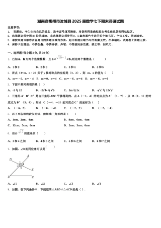 湖南省郴州市汝城县2025届数学七下期末调研试题含解析