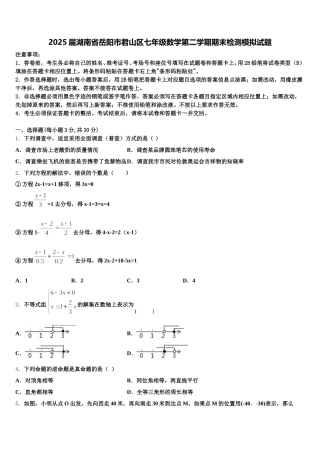 2025届湖南省岳阳市君山区七年级数学第二学期期末检测模拟试题含解析