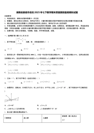 湖南省娄底市名校2025年七下数学期末质量跟踪监视模拟试题含解析