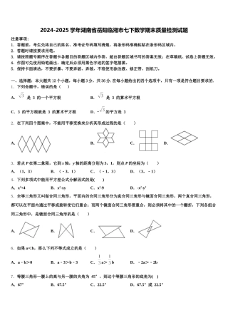 2024-2025学年湖南省岳阳临湘市七下数学期末质量检测试题含解析