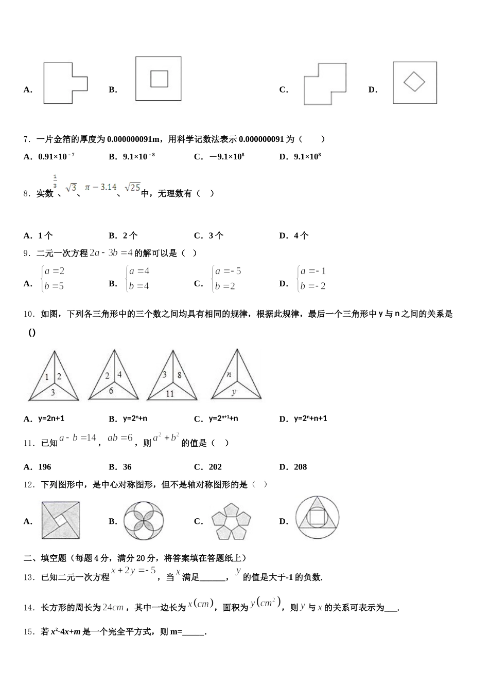 2025年湖南省邵阳市新邵县数学七下期末学业水平测试试题含解析_第2页