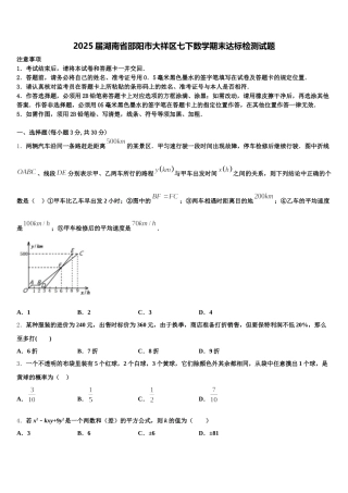 2025届湖南省邵阳市大祥区七下数学期末达标检测试题含解析