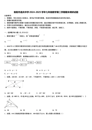 衡阳市逸夫中学2024-2025学年七年级数学第二学期期末调研试题含解析