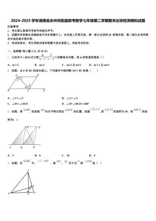 2024-2025学年湖南省永州祁阳县联考数学七年级第二学期期末达标检测模拟试题含解析
