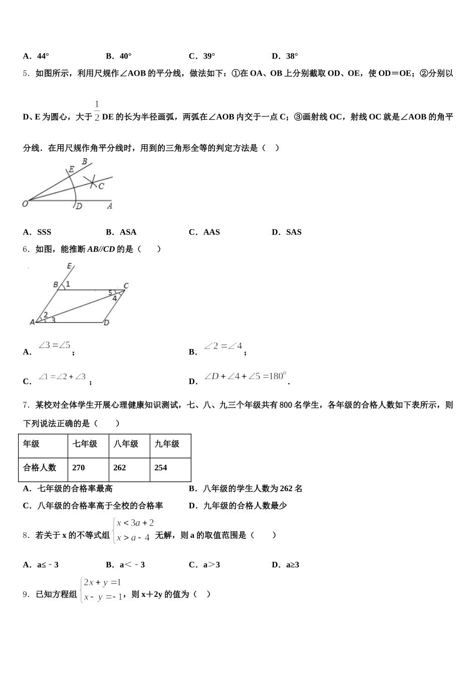 2025年湖南省长沙市湖南师大附中教育集团数学七下期末学业水平测试模拟试题含解析_第2页