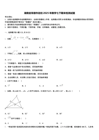 湖南省常德市名校2025年数学七下期末检测试题含解析