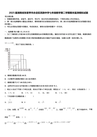 2025届湖南省张家界市永定区民族中学七年级数学第二学期期末监测模拟试题含解析