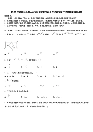 2025年湖南省娄底一中学附属实验学校七年级数学第二学期期末预测试题含解析