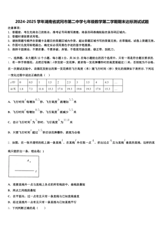 2024-2025学年湖南省武冈市第二中学七年级数学第二学期期末达标测试试题含解析