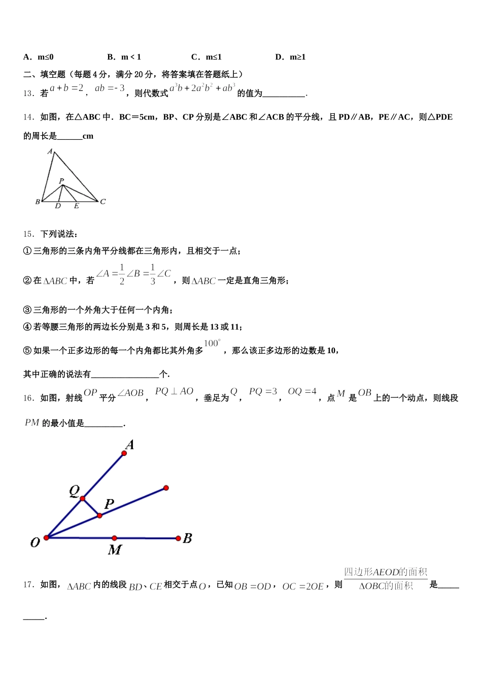 2024-2025学年湖南省岳阳市名校七年级数学第二学期期末预测试题含解析_第3页