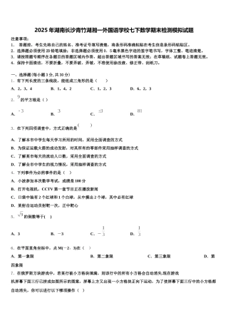 2025年湖南长沙青竹湖湘一外国语学校七下数学期末检测模拟试题含解析