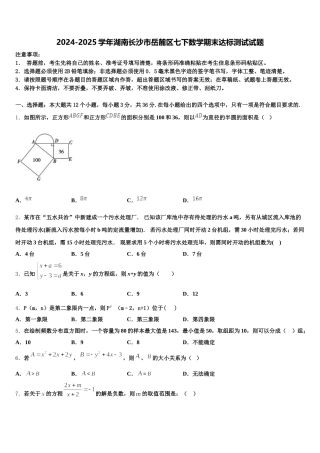 2024-2025学年湖南长沙市岳麓区七下数学期末达标测试试题含解析