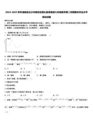 2024-2025学年湖南省长沙市雨花区雅礼教育集团七年级数学第二学期期末学业水平测试试题含解析