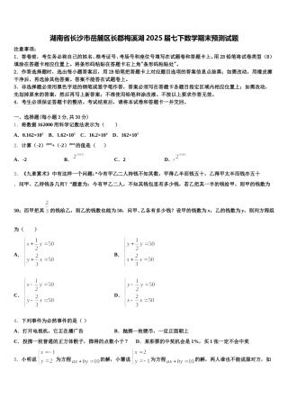 湖南省长沙市岳麓区长郡梅溪湖2025届七下数学期末预测试题含解析