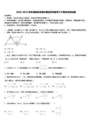 2024-2025学年湖南省常德外国语学校数学七下期末检测试题含解析