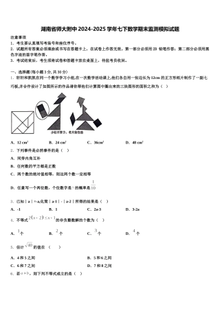 湖南省师大附中2024-2025学年七下数学期末监测模拟试题含解析