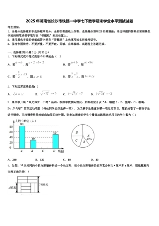 2025年湖南省长沙市铁路一中学七下数学期末学业水平测试试题含解析