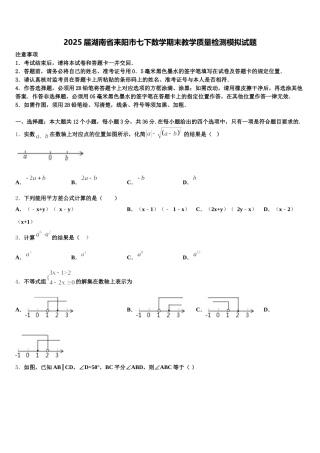 2025届湖南省耒阳市七下数学期末教学质量检测模拟试题含解析