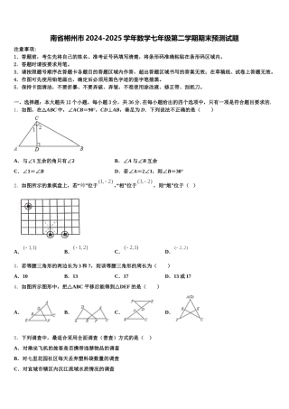 南省郴州市2024-2025学年数学七年级第二学期期末预测试题含解析
