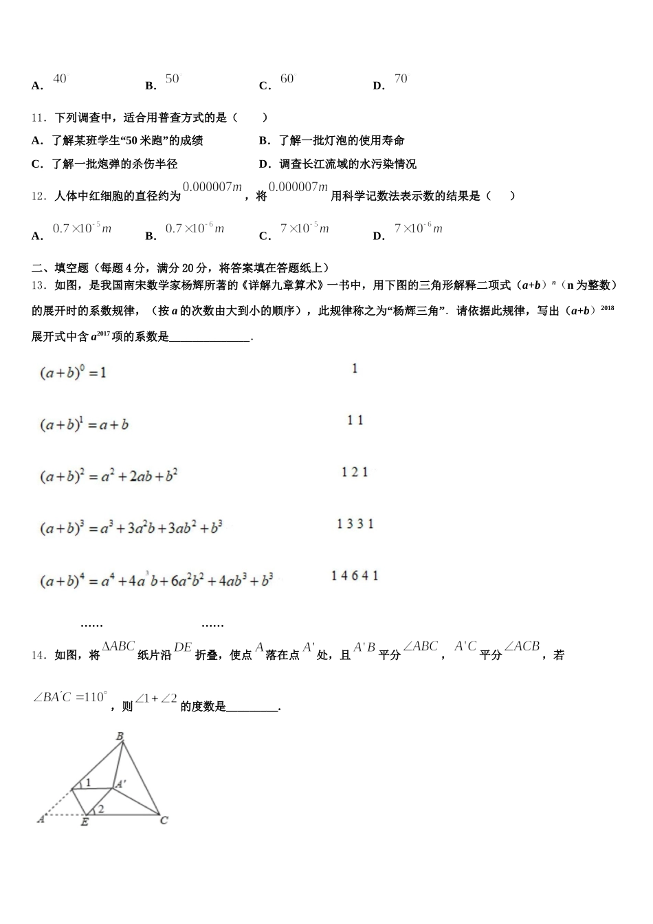 2025年湖南省郴州市临武县数学七年级第二学期期末学业水平测试试题含解析_第3页