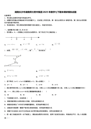 湖南长沙市湖南师大附中集团2025年数学七下期末调研模拟试题含解析