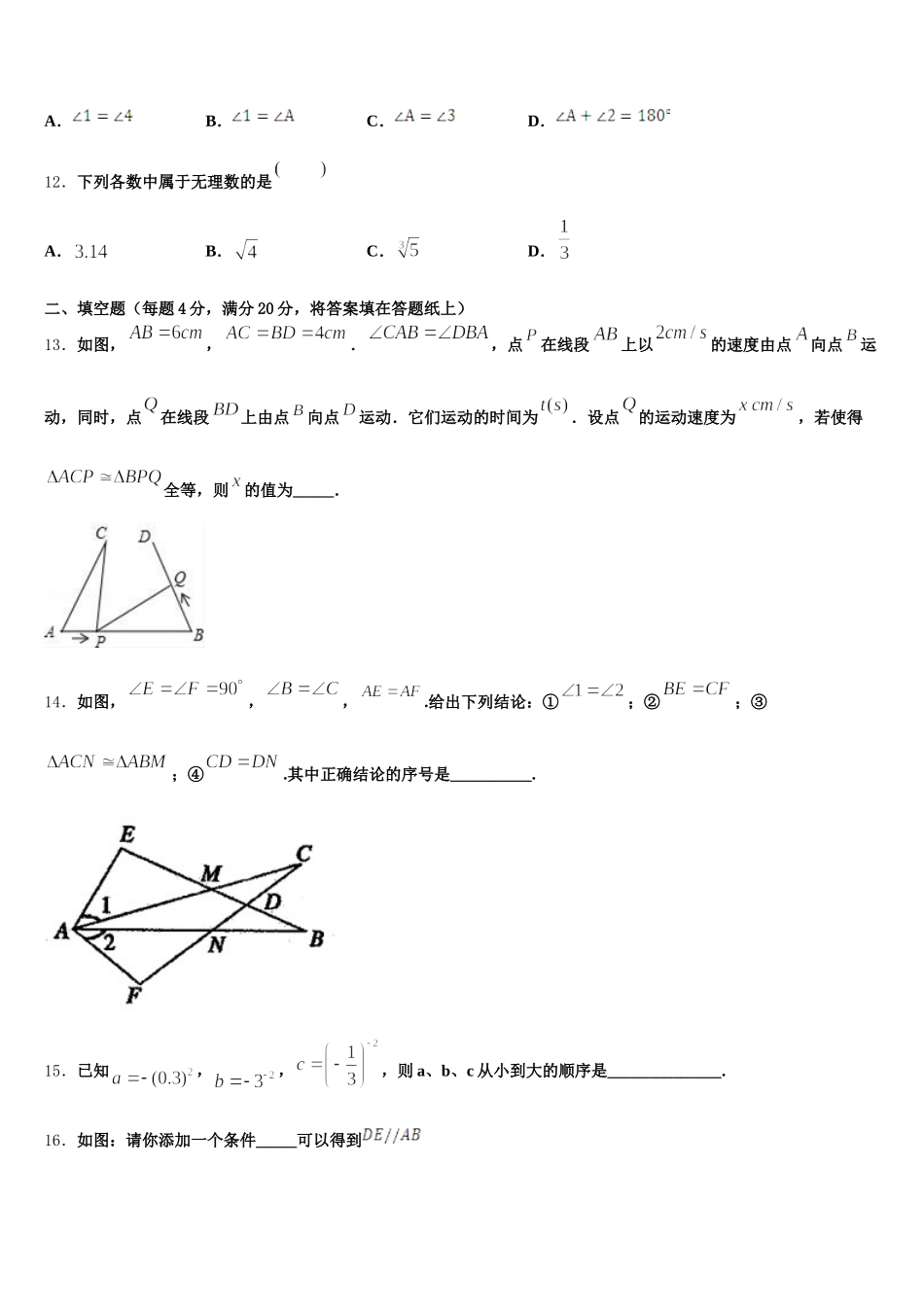 2024-2025学年湖南省永州市新田县七年级数学第二学期期末监测试题含解析_第3页