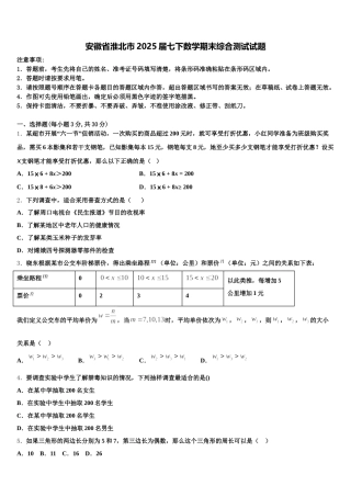 安徽省淮北市2025届七下数学期末综合测试试题含解析