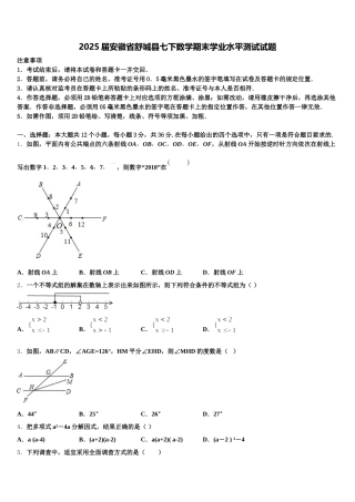 2025届安徽省舒城县七下数学期末学业水平测试试题含解析