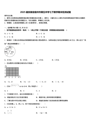 2025届安徽省宿州市第五中学七下数学期末检测试题含解析