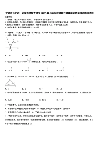 安徽省合肥市、安庆市名校大联考2025年七年级数学第二学期期末质量检测模拟试题含解析