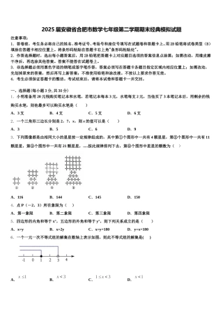 2025届安徽省合肥市数学七年级第二学期期末经典模拟试题含解析