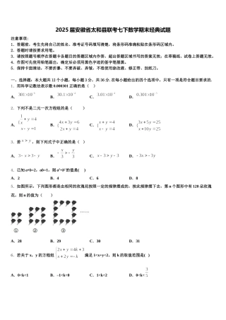 2025届安徽省太和县联考七下数学期末经典试题含解析